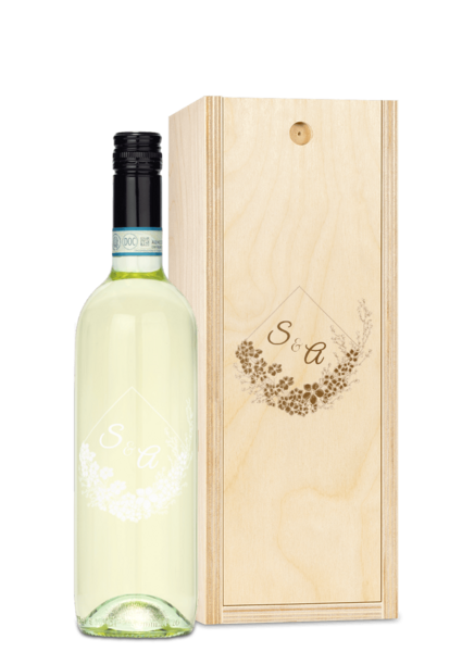 Custom Engraved Wine & Wood Box - Pinot Grigio