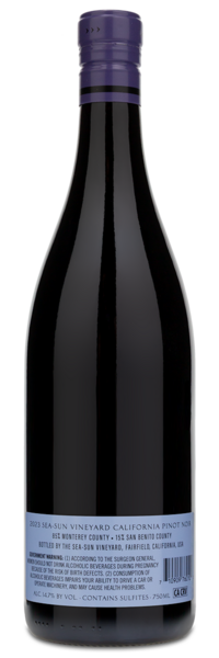 Sea Sun Pinot Noir (By Caymus) - Winery Back Label