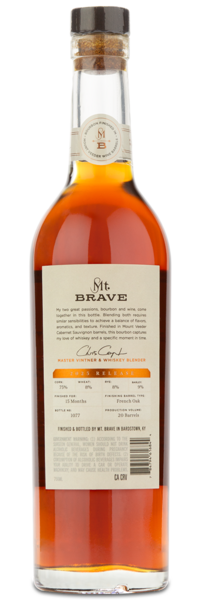 Mt. Brave Kentucky Bourbon - Bottle Back