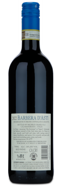 Michele Chiarlo Barbera d'Asti - Winery Back Label