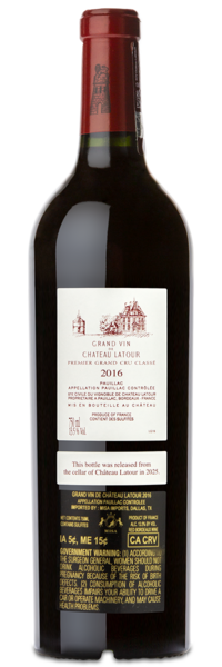 2016 Chateau Latour Grand Cru - Winery Back Labels