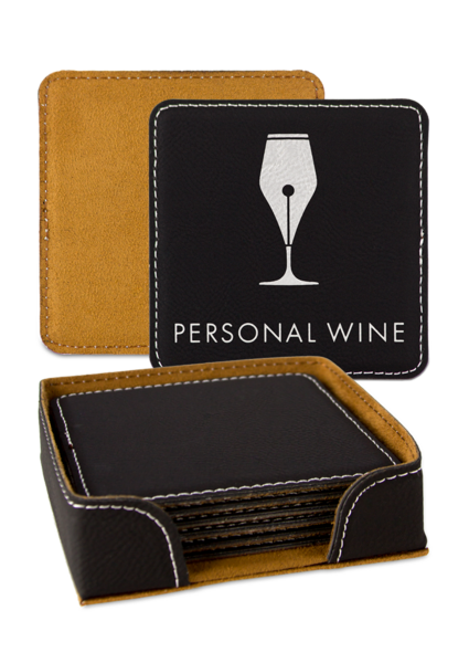 Leatherette Coaster - Black Set