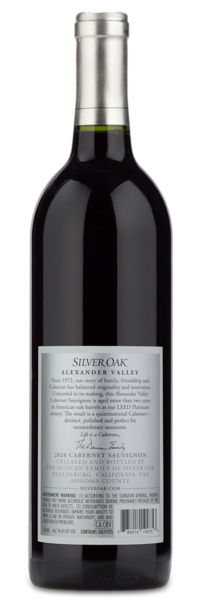 2021 Silver Oak Alexander Valley Cabernet Sauvignon - Winery Back Label