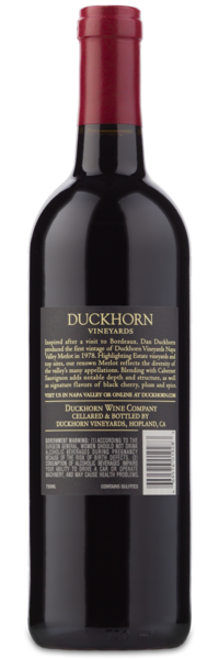 2016 Duckhorn Vineyards Napa Valley Merlot - Winery Back Label
